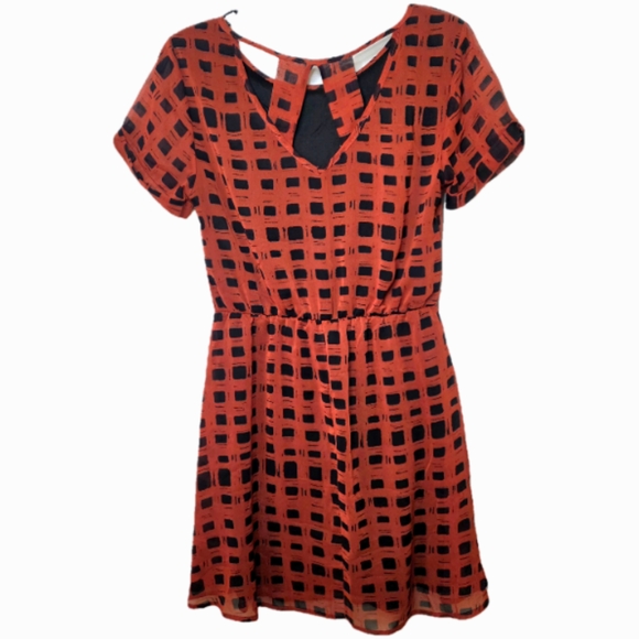 Black & Rust Color Checkered Dress - Picture 2 of 7